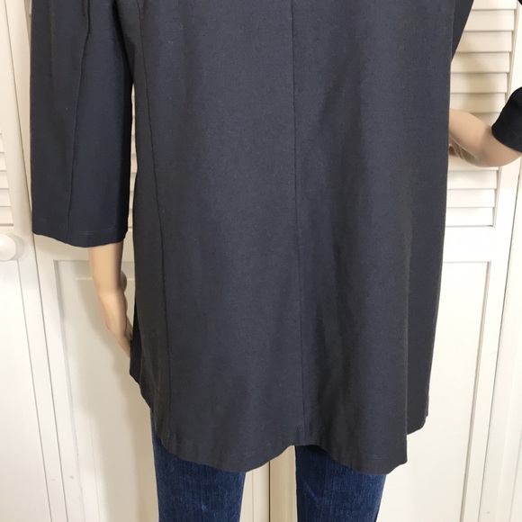 EILEEN FISHER Stretch-Crêpe Dark Gray Cardigan Medium Petite - Picture 9 of 12